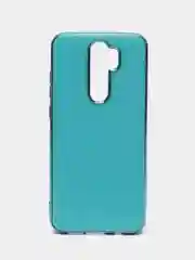 Голубой чехол Xiaomi Redmi Note 8 Pro, Сяоми Редми Нот 8 Про силиконовый с глянцевой рамкой