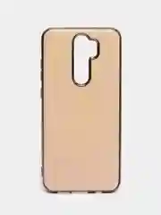 Бежевый чехол Xiaomi Redmi Note 8 Pro, Сяоми Редми Нот 8 Про силиконовый с глянцевой рамкой