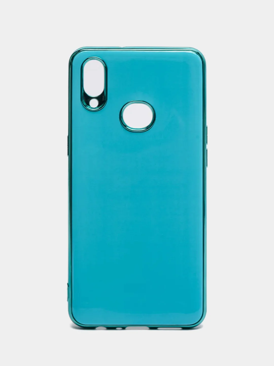 Голубой чехол Samsung Galaxy A10s, Самсунг Галакси А10с цветной, силиконовый, с глянцевой рамкой