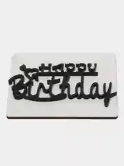 Черный топпер #Т14 с написью "Happy Birthday" для украшения торта из акрила