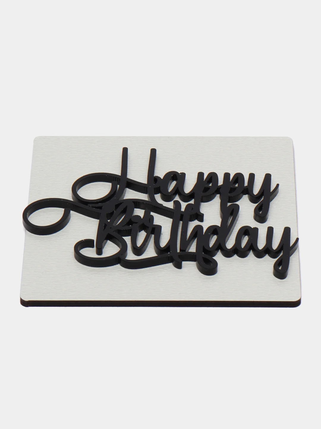 Черный топпер #Т13 "Happy Birthday" из зеркального акрила для украшения торта