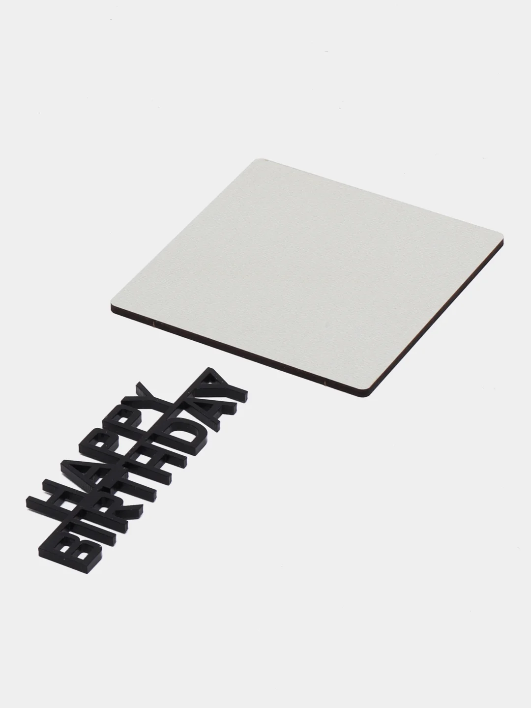 Черный топпер #Т11 для украшения торта "Happy Birthday" из толстого зеркального акрила