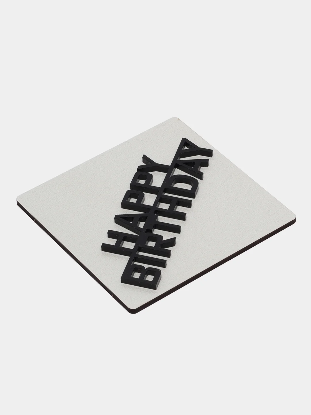 Черный топпер #Т11 для украшения торта "Happy Birthday" из толстого зеркального акрила