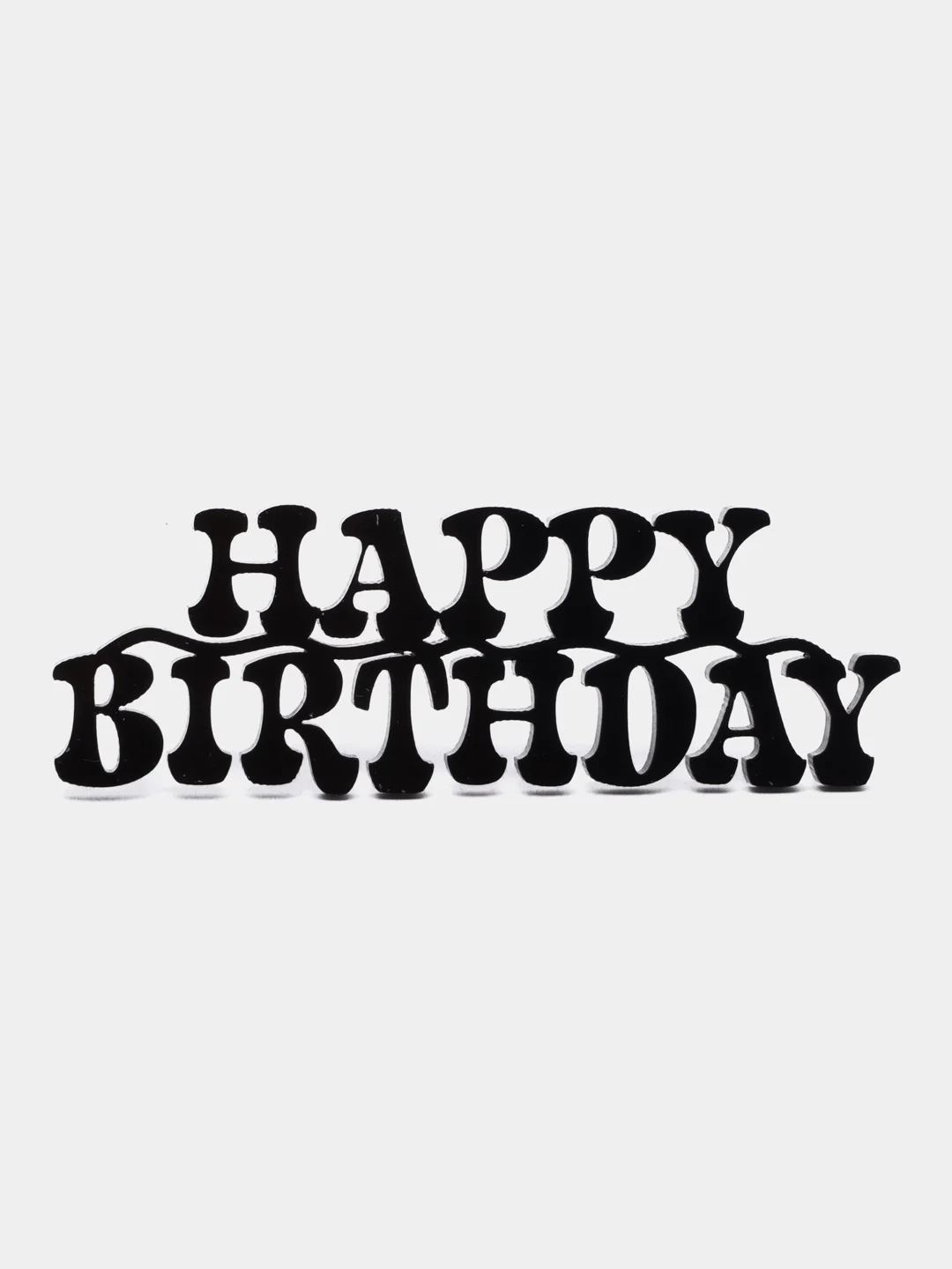 Черный топпер #Т12 для торта "Happy Birthday" из акрила для украшения торта