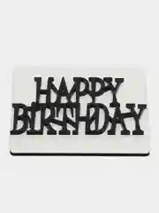 Черный топпер #Т9 с надписью "Happy Birthday" для украшения торта из акрила боковой, строгий