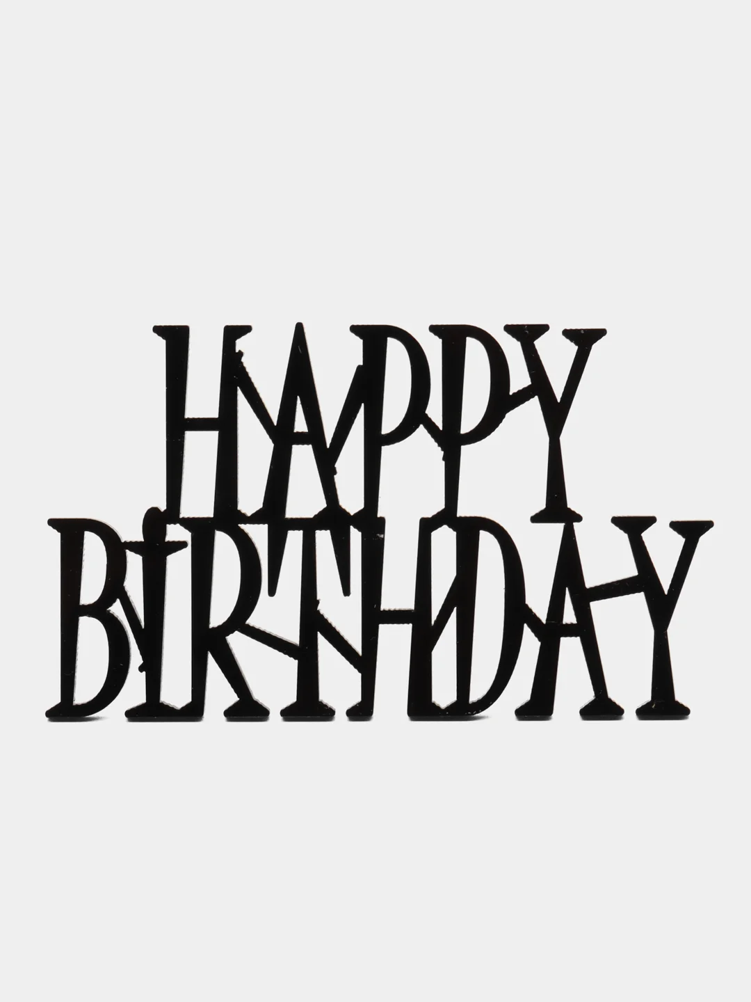 Черный топпер #Т9 с надписью "Happy Birthday" для украшения торта из акрила боковой, строгий