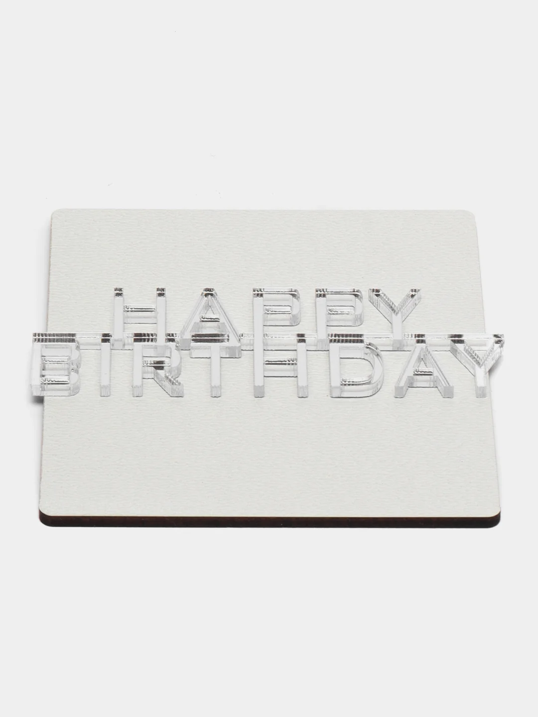 Серебряный топпер #Т11 для украшения торта "Happy Birthday" из толстого зеркального акрила