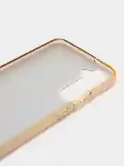 Золотой силиконовый усиленный чехол Samsung S22, с блестками