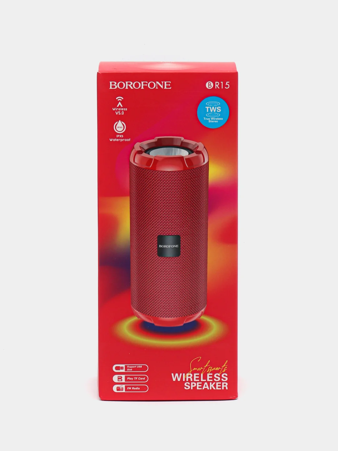 Красный портативная беспроводная колонка Borofone BR15, bluetooth
