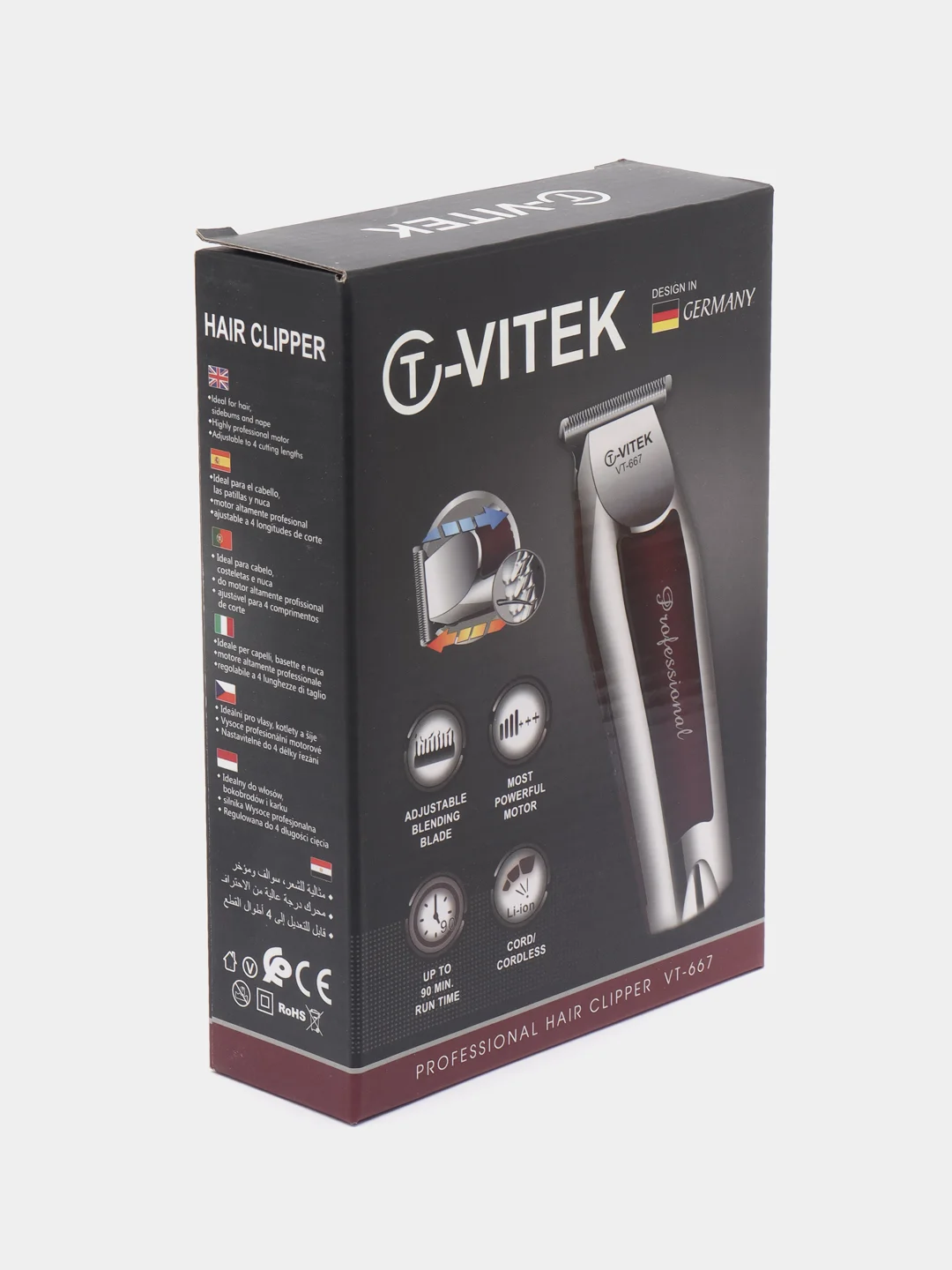 Беспроводная машинка для стрижки и оконтовки волос и бороды T-Vitek триммер