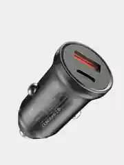Черный автомобильное зарядное устройство в прикуриватель, Type-C, USB 3А 25W, зарядник телефона