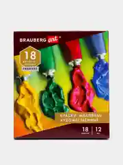Краски масляные худож. BRAUBERG ART PREMIERE, 18 цв по 12 мл, проф. серия, в тубах, 191456