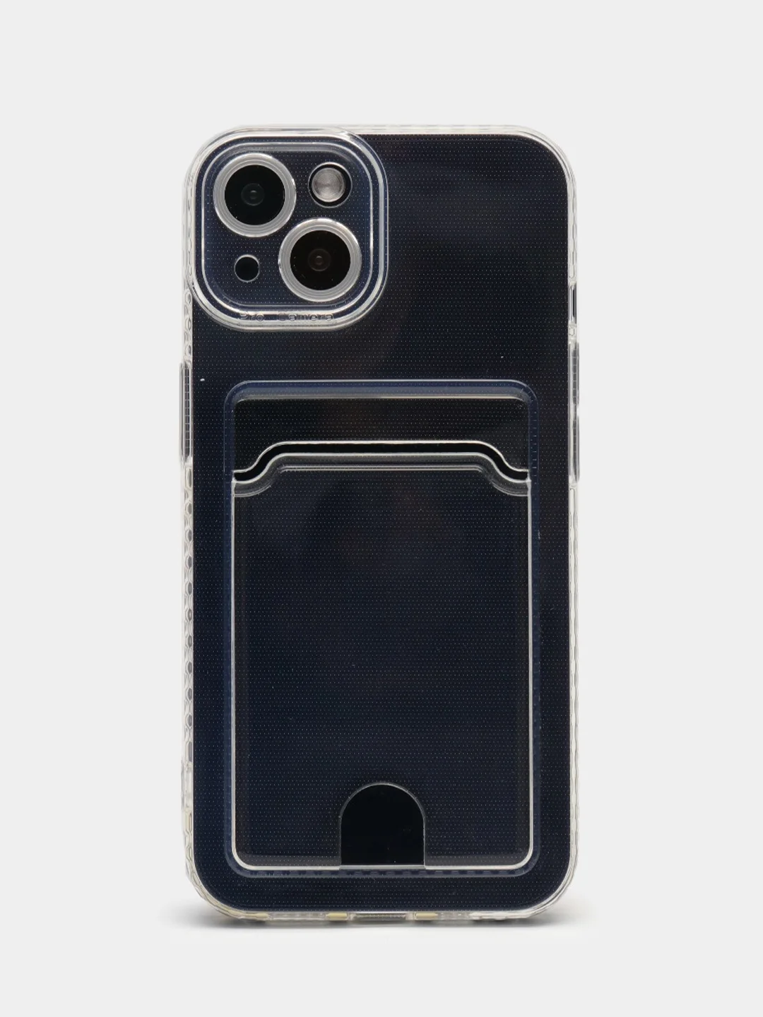 Чехол с карманом для карт на iPhone XR, 11, 12, 13, Pro, Pro Max, прозрачный силикон