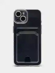 Чехол с карманом для карт на iPhone XR, 11, 12, 13, Pro, Pro Max, прозрачный силикон