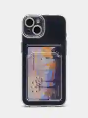 Чехол с карманом для карт на iPhone XR, 11, 12, 13, Pro, Pro Max, прозрачный силикон