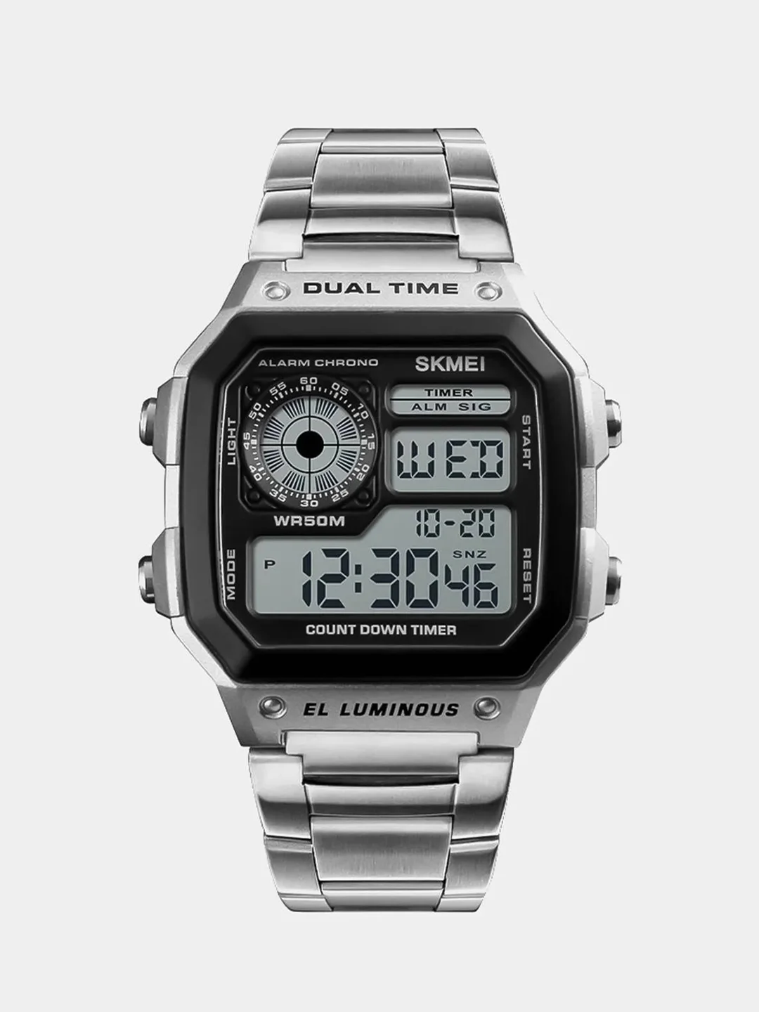 Серебряный мужские электронные наручные часы SKMEI 1335