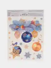 Золотой новогодние наклейки на окно, декор для интерьера