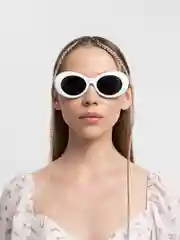 Белый женские очки, солнцезащитные, круглые