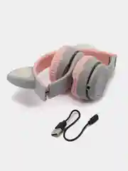 Серый беспроводные наушники Bluetooth, c кошачьими светящимися ушками Cat