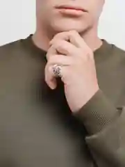 Серый металлик кольцо "Коготь", мужской перстень