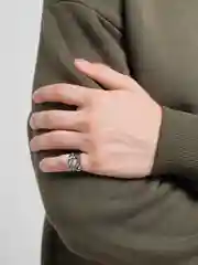 Серый металлик кольцо "Коготь", мужской перстень