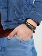 Угольный браслеты комбинированные, многослойные