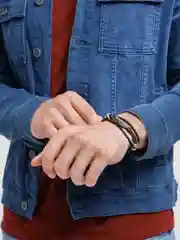 Угольный браслеты комбинированные, многослойные