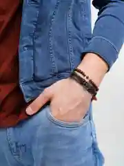 Бронзовый мужской кожаный браслет