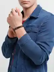 Бронзовый мужской кожаный браслет