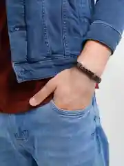 Бронзовый мужской кожаный браслет