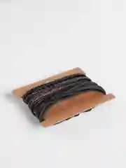 Черный мужской кожаный браслет