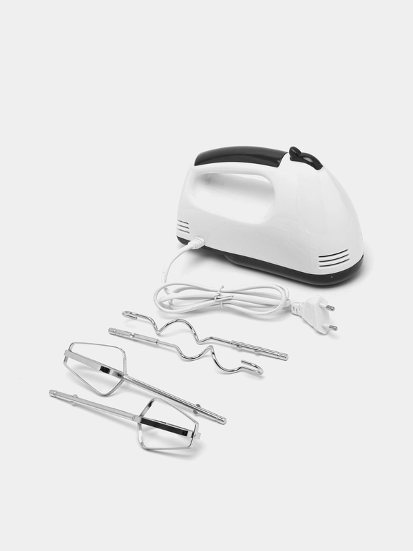 Миксер LuazON LMR-02, ручной, 180 Вт, 7 скоростей, 2 насадки, бело-чёрный