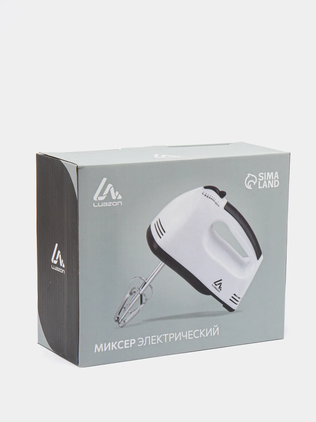 Миксер LuazON LMR-02, ручной, 180 Вт, 7 скоростей, 2 насадки, бело-чёрный
