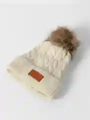 Белый шапка, детская, вязаная, зимняя, унисекс