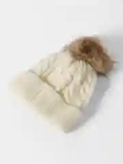 Белый шапка, детская, вязаная, зимняя, унисекс
