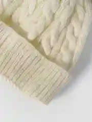 Белый шапка, детская, вязаная, зимняя, унисекс