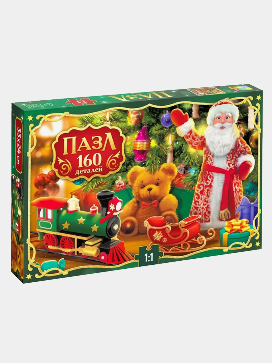 Зеленый пазл с животными 160 деталей