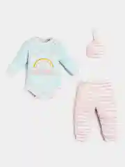 Голубой набор Крошка Я "Unicorn": боди, штанишки и шапочка