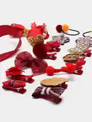 Красный набор детских заколок и резинок для волос, 18 штук