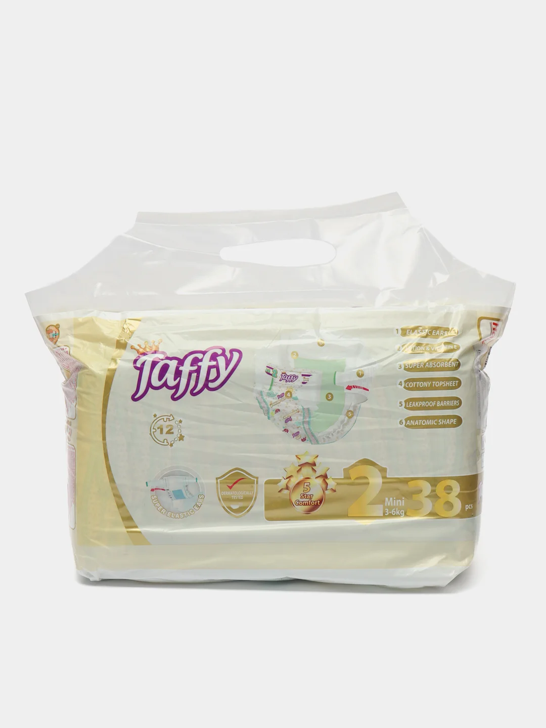 Подгузники Taffy Premium, 3-6 кг, 38 штук