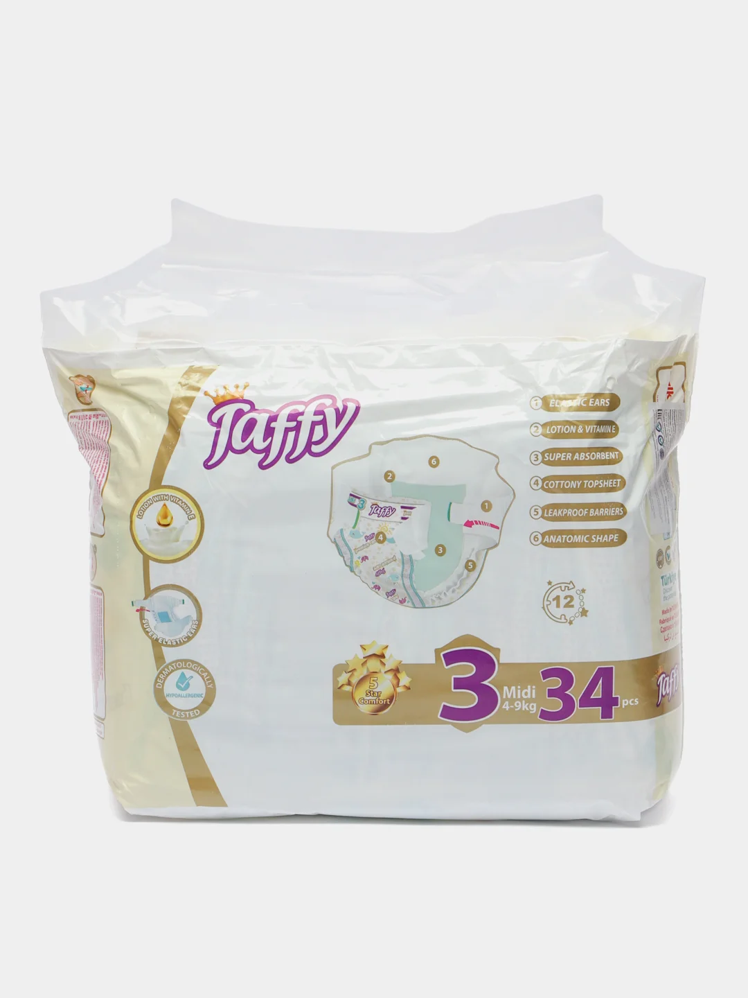 Подгузники Taffy Premium, 4-9 кг, 34 штук