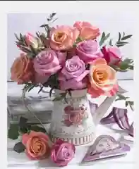 Алый алмазная мозаика без подрамника Цветы, Букет