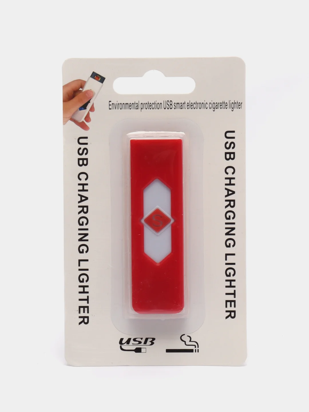 Красный электронная зажигалка USB, спиральная, ветрозащитная, без огня