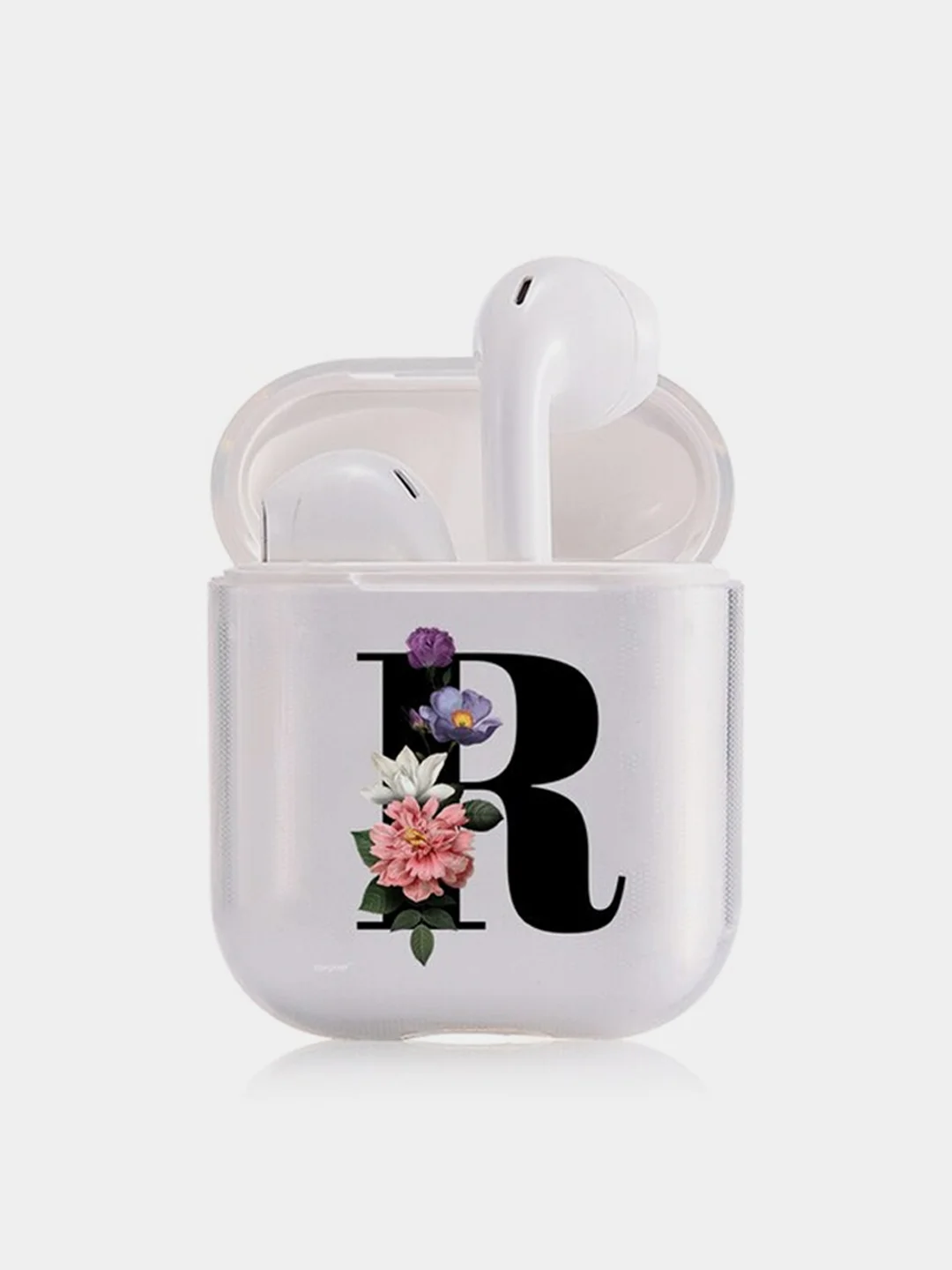 Багровый чехол для наушников Apple AirPods 1, 2, 3, Pro, пластиковый прозрачный с буквой