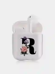 Багровый чехол для наушников Apple AirPods 1, 2, 3, Pro, пластиковый прозрачный с буквой