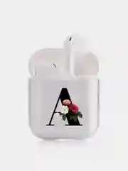 Алый чехол для наушников Apple AirPods 1, 2, 3, Pro, пластиковый прозрачный с буквой