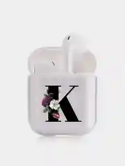 Бежевый чехол для наушников Apple AirPods 1, 2, 3, Pro, пластиковый прозрачный с буквой