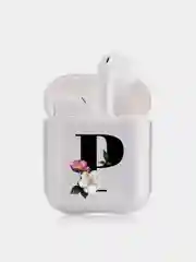 Белый чехол для наушников Apple AirPods 1, 2, 3, Pro, пластиковый прозрачный с буквой