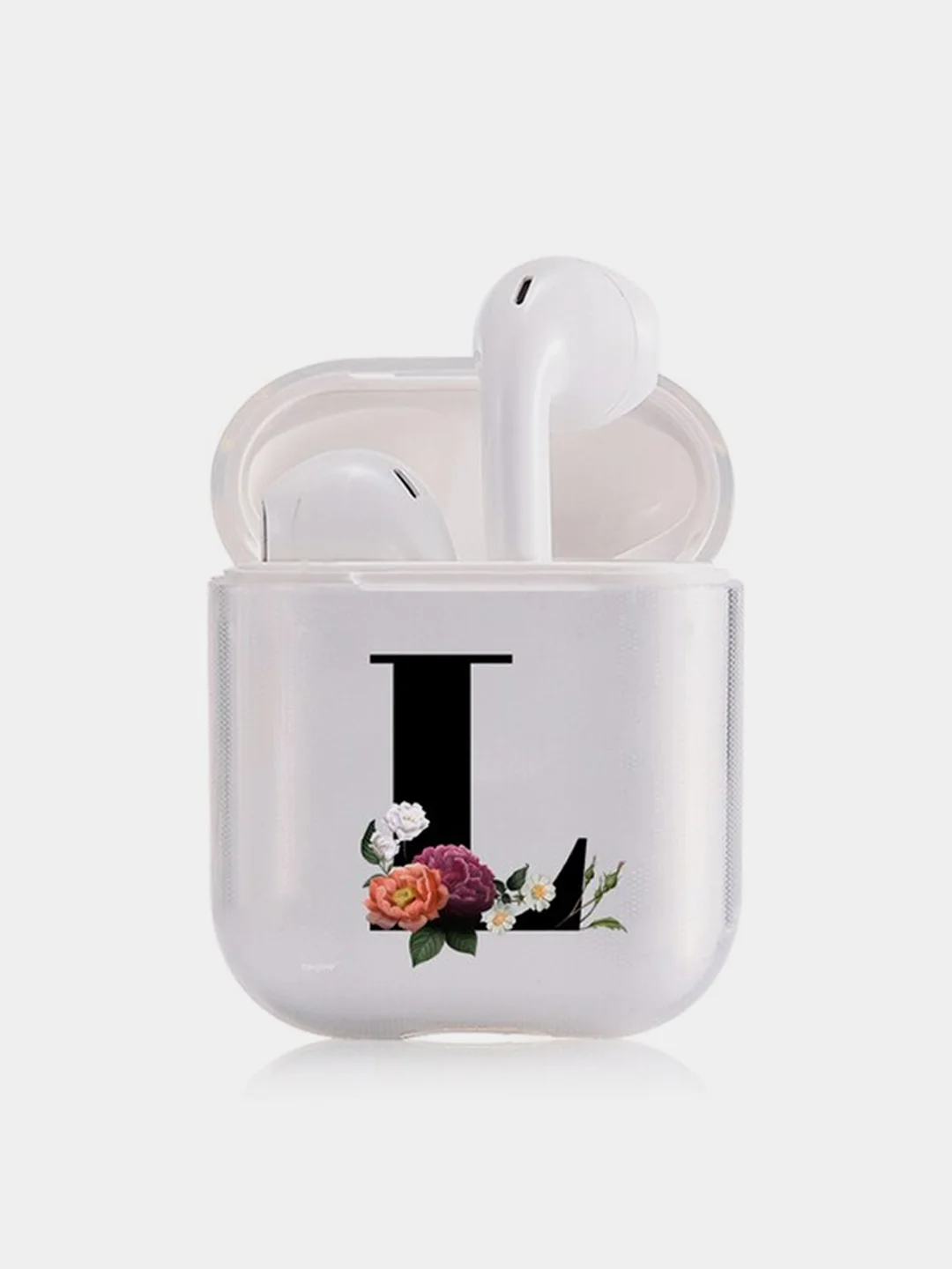 Коричневый чехол для наушников Apple AirPods 1, 2, 3, Pro, пластиковый прозрачный с буквой