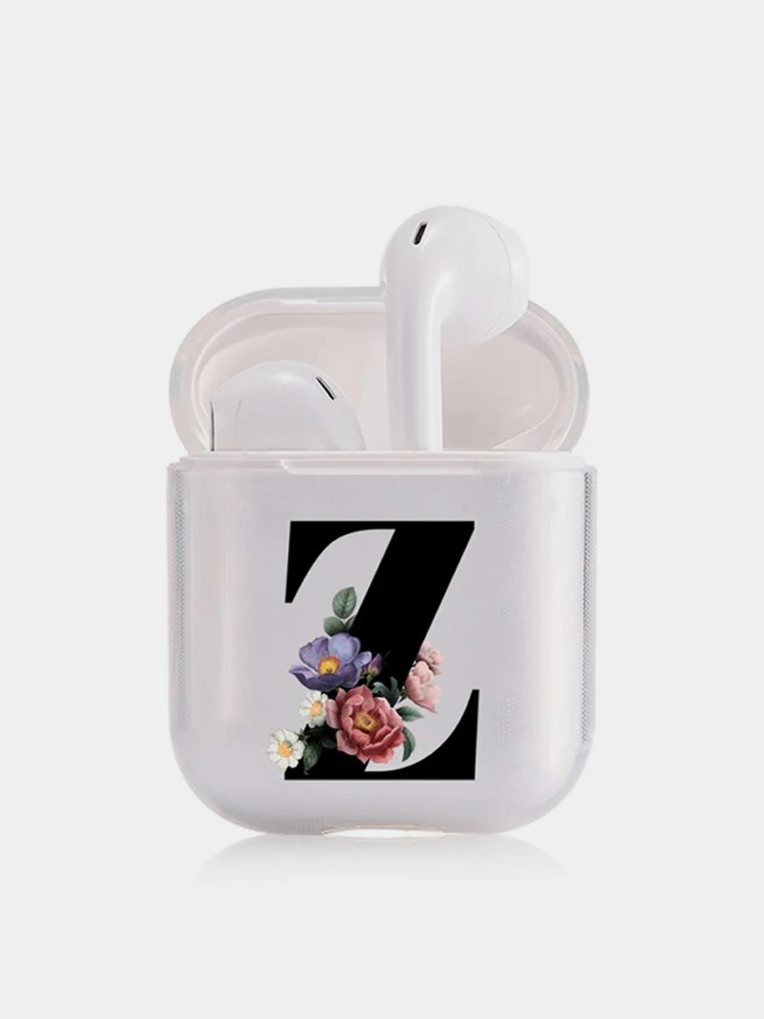 Кремовый чехол для наушников Apple AirPods 1, 2, 3, Pro, пластиковый прозрачный с буквой